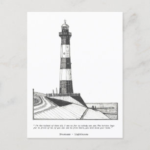 Cartão Postal Ilustração Holandesa do Farol de Breskens