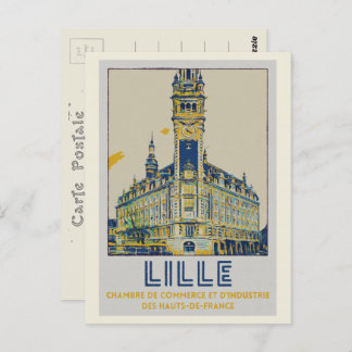 Cartão Postal Ilustração icônica do edifício Lille - França