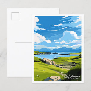 Cartão Postal Ilustração Isle Colonsay Scotland Viagem Vintage