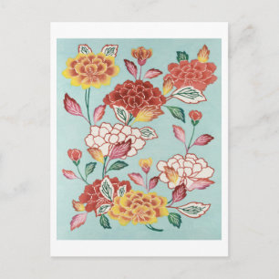 Cartão Postal Ilustração Japonesa Vintage das Flores