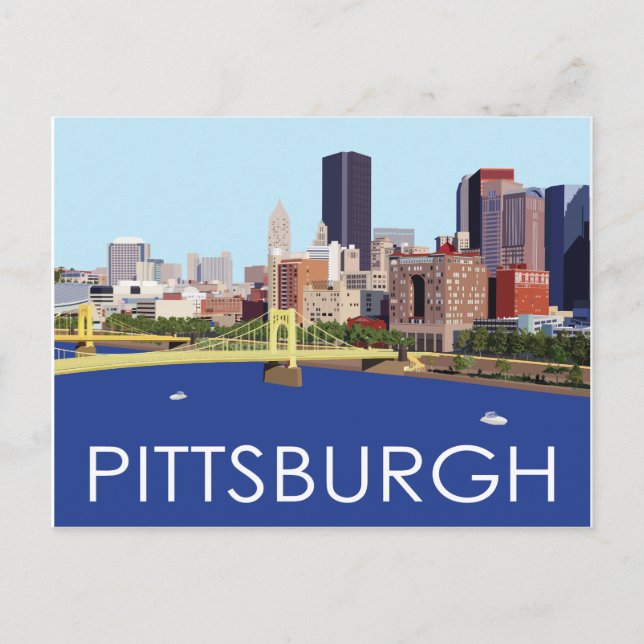 Cartão Postal Ilustração Legal do computador Skyline Pittsburgh (Frente)