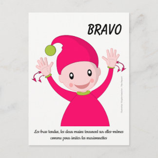 Cartão Postal Ilustração LSF du signe Bravo avec petit lutin