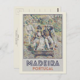 Cartão Postal Ilustração Madeira carreiros do monte Portugal