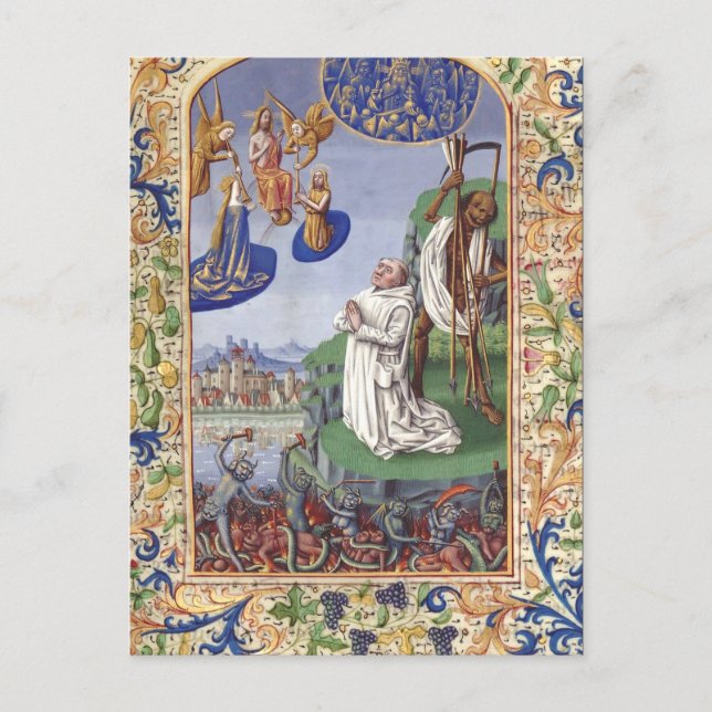 Cartão Postal Ilustração Medieval de São Bernardo de Claraval (Frente)