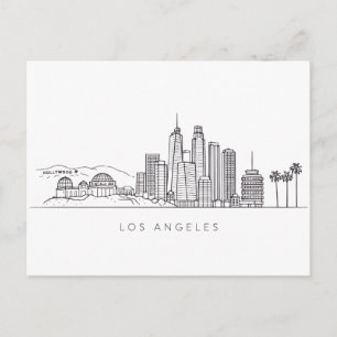 Cartão Postal Ilustração Minimalista da Silhueta de Los Angeles