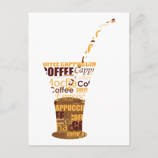 Cartão Postal Ilustração moderna do café (Frente)