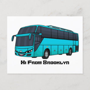 Cartão Postal Ilustração moderna do desenho animado do ônibus de