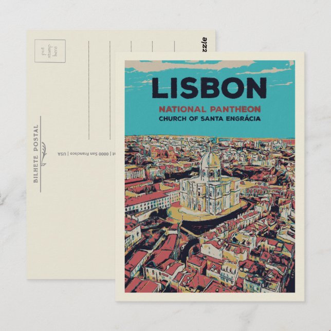 Cartão Postal Ilustração nacional do panteão de Lisboa (Frente/Verso)