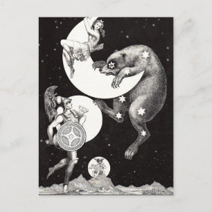 Cartão Postal Ilustração Noturna do Deus do Universo da Lua Cele