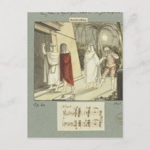 Cartão Postal Ilustração para 'A Flauta Mágica' de Mozart, 1845