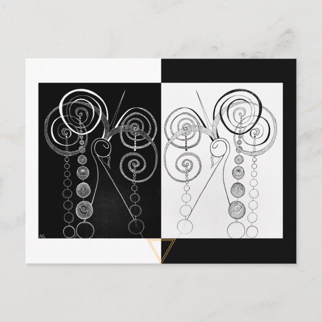 Cartão Postal Ilustração Peacock Yin e Yang DUET (Frente)