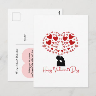 Cartão Postal Ilustração Personalizada de Coração Vermelho Român