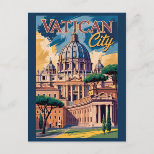 Cartão Postal Ilustração Pintura da Cidade do Vaticano Arte de V
