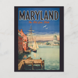 Cartão Postal Ilustração Pintura de Viagem de Annapolis Maryland