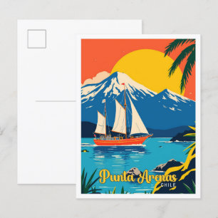 Cartão Postal Ilustração Pop de Viagem de Arte do Chile Punta Ar