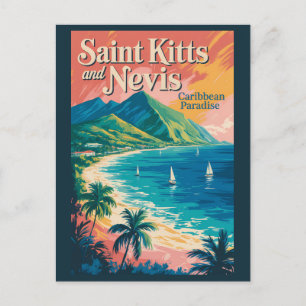 Cartão Postal Ilustração Retro da Paisagem de São Cristóvão e Ne