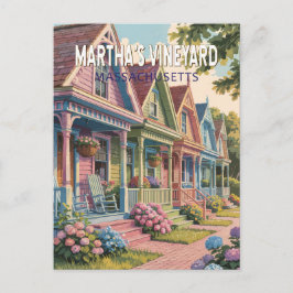 Cartão Postal Ilustração Retro de Martha's Vineyard Massachusett