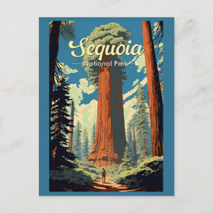 Cartão Postal Ilustração Retro do Parque Nacional Sequoia