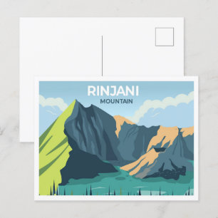Cartão Postal Ilustração Rinjani Indonesia viagem place