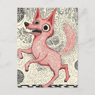 Cartão Postal Ilustração Surrealista de Raposa Vermelha - Arte I