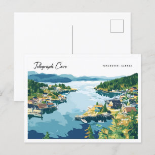 Cartão Postal Ilustração Telegraph Cove Vancouver Canadá
