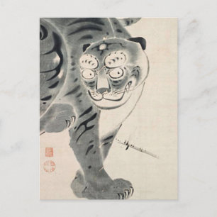 Cartão Postal Ilustração Tiger de Ito Jakuchu