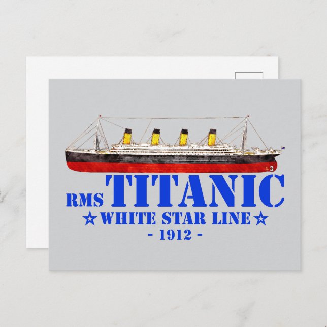 Cartão Postal Ilustração Titânica RMS - Linha White Star 1912 (Frente/Verso)