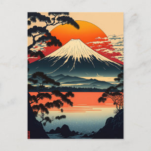 Cartão Postal Ilustração Ukiyo e das montanhas japonesas