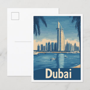 Cartão Postal Ilustração Viagem dos Emirados Árabes Unidos de Du