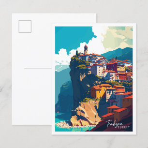 Cartão Postal Ilustração viagens vintage de Trabzon Turkey