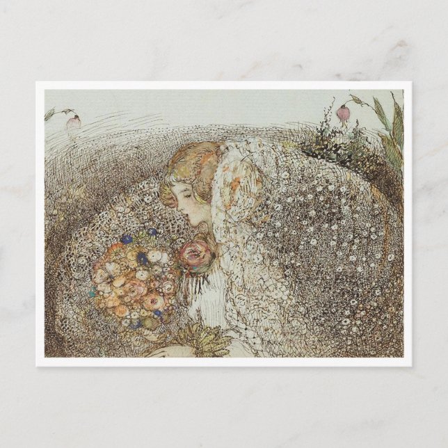 Cartão Postal Ilustração Vintage Annie French "A Noiva"  (Frente)