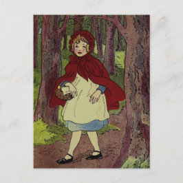 Cartão Postal Ilustração Vintage da Chapeuzinho Vermelho