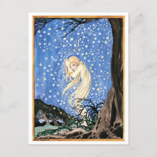 Cartão Postal Ilustração Vintage da Garota Estrela de Rie Cramer