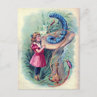 Cartão Postal Ilustração Vintage de Alice no País das Maravilhas