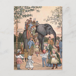 Cartão Postal Ilustração Vintage do "Zoo"