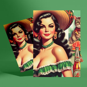 Cartão Postal Ilustração Vintage Latina