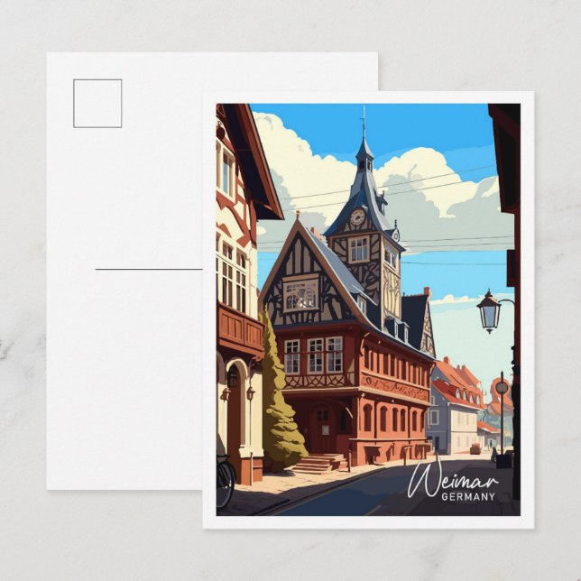 Cartão Postal Ilustração Weimar Germany Viagem Vintage (Frente/Verso)