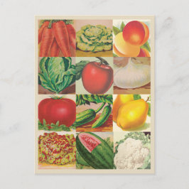 Cartão Postal Ilustrações de Frutas e Produtos Hortícolas