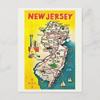 Cartão Postal Ilustrado de Nova Jersey Vintage