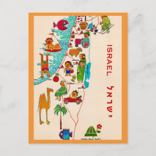 Cartão postal ilustrado vintage de Israel
