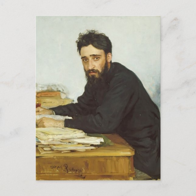 Cartão Postal Ilya Repin - Retrato do escritor Vsevolod Garshin (Frente)