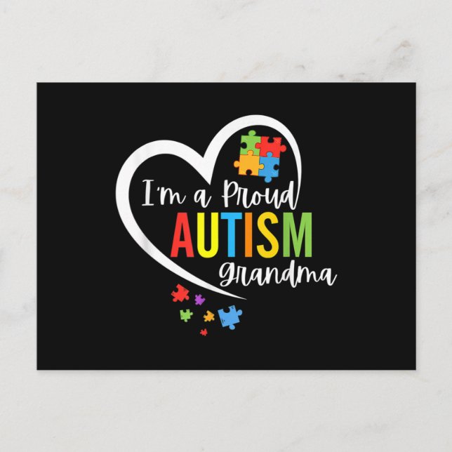 Cartão Postal I'm A Proud Grandma Love Heart Autism Awareness Pu (Frente)