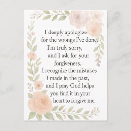 Cartão Postal I'm Sorry/Apology\ Forgiveness Floral 