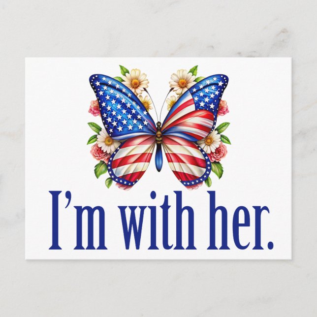 Cartão Postal I'm With Her Cute Kamala Harris Butterfly (Frente)