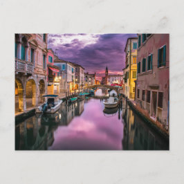 Cartão Postal Imagem ao Sol de Veneza, em Itália, com Boats