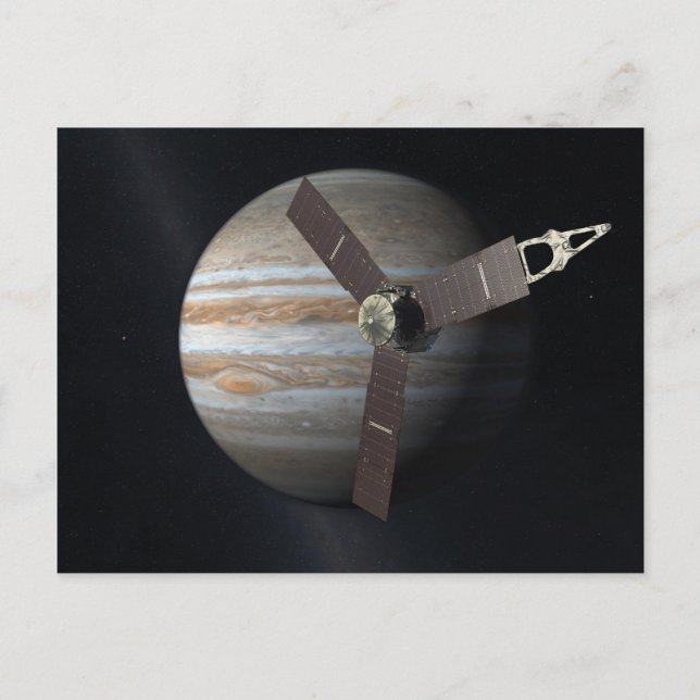 Cartão Postal Imagem artística de JUNO orbiter em Júpiter (Frente)