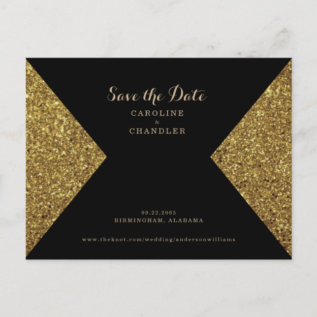 Cartão Postal Imagem com Brilho Dourado e Salve o Dia Black Glam (Frente)