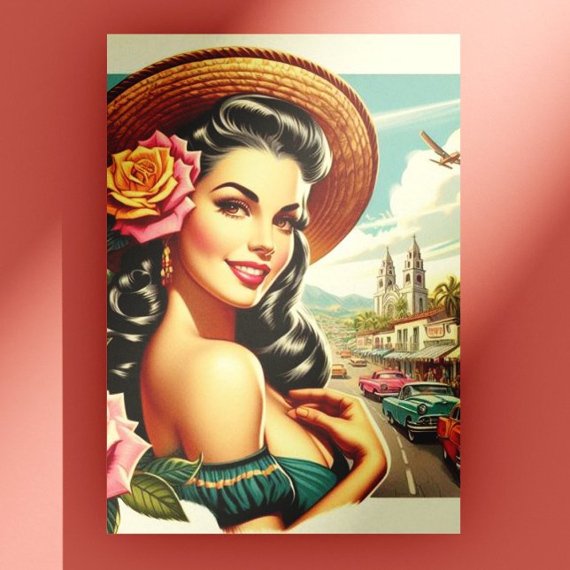 Cartão Postal Imagem da Mulher da Beauty Vintage (Criador carregado)