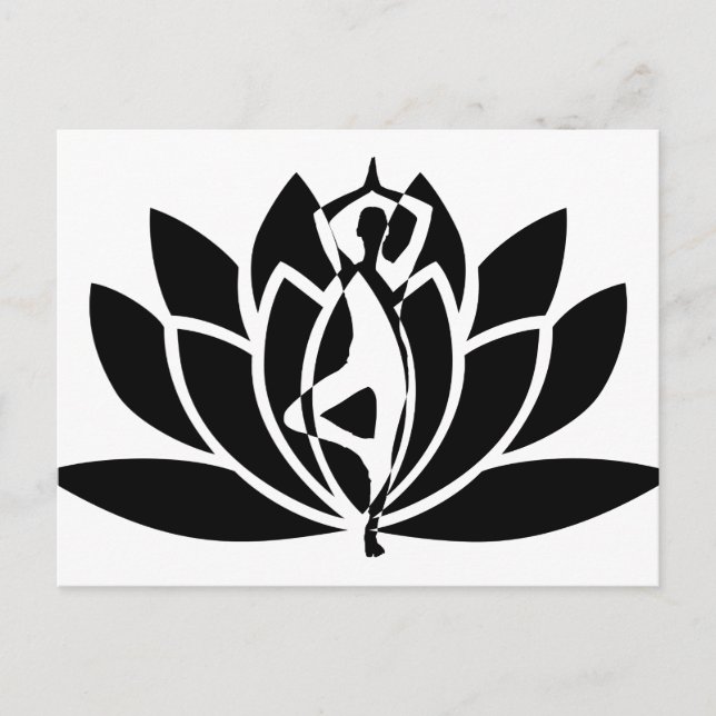 Cartão Postal Imagem de abstrato com Flor de Lotus e Yoga Pose (Frente)