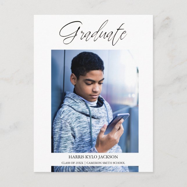 Cartão Postal Imagem de Caligrafia de Graduação Moderna Whimsica (Frente)